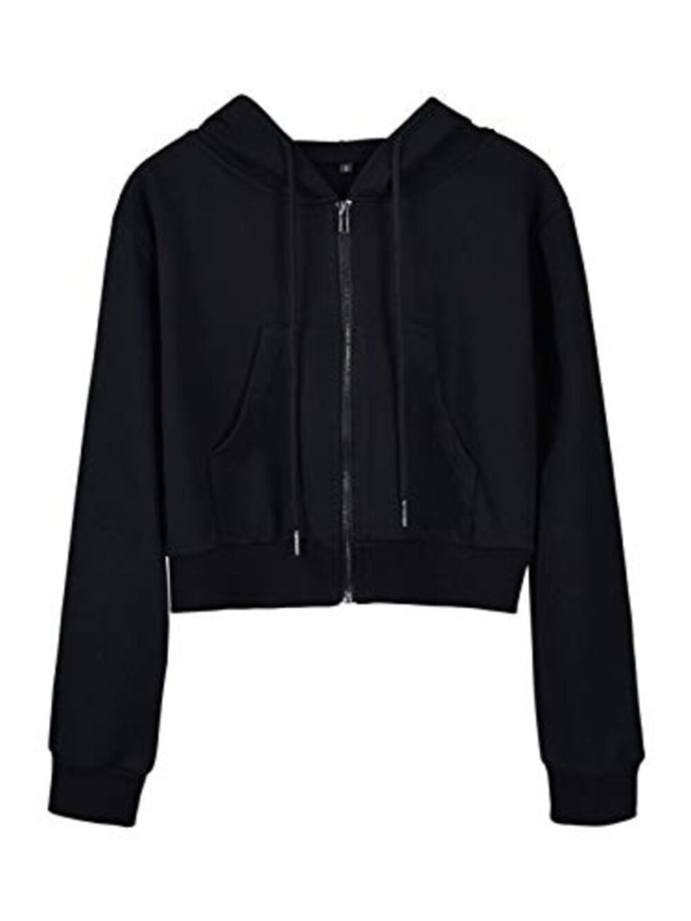 Cropped Zip Up Hoodie Long Sleeve Drawstring Hooded Sweatshirt